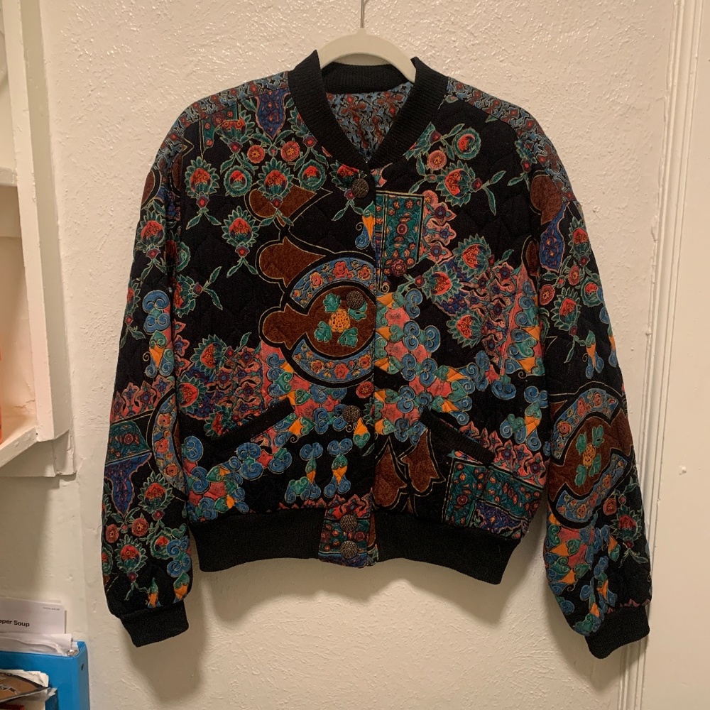 VINTAGE Paisley Quilted Bomber Jacket
